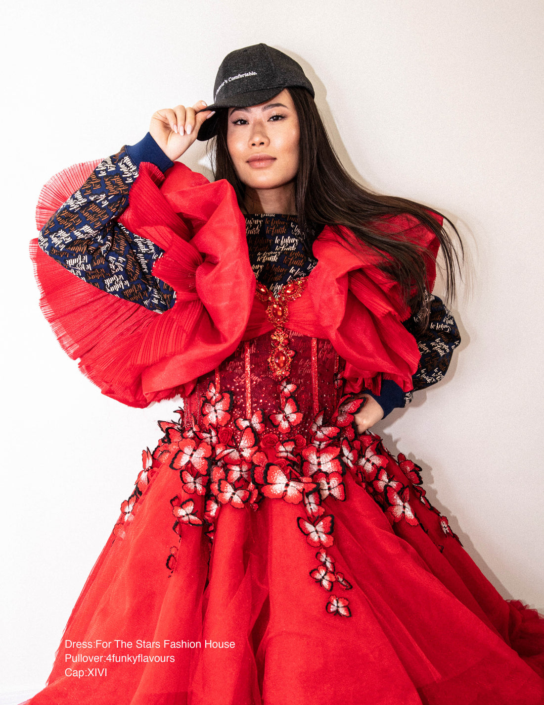Kelly Mi Li From Bling Empires, Wearing Our 'Wear Whatever's Comfortable.' Baseball Hat For Muze Magazine.