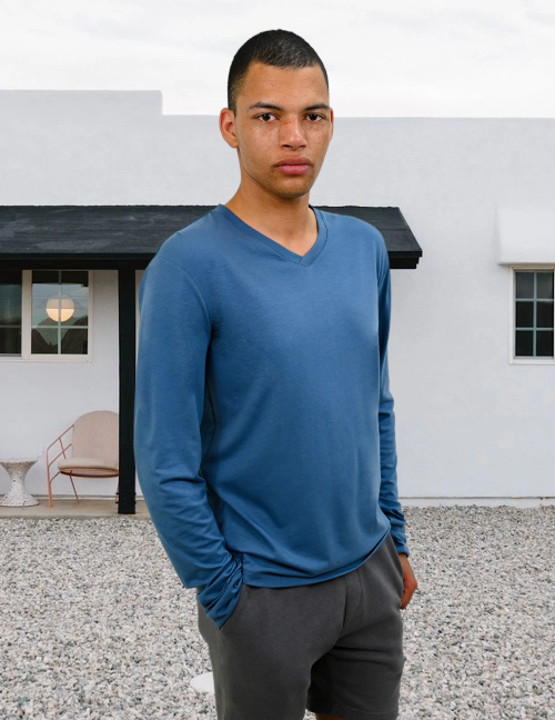 Long Sleeve V-Neck Shirt, Long Sleeve Shirt, V-Neck, Sustainable, Eco-Friendly, Eucalyptus Blend, Soft, Cozy, Comfy, Gender Fluid, Unisex, Mens