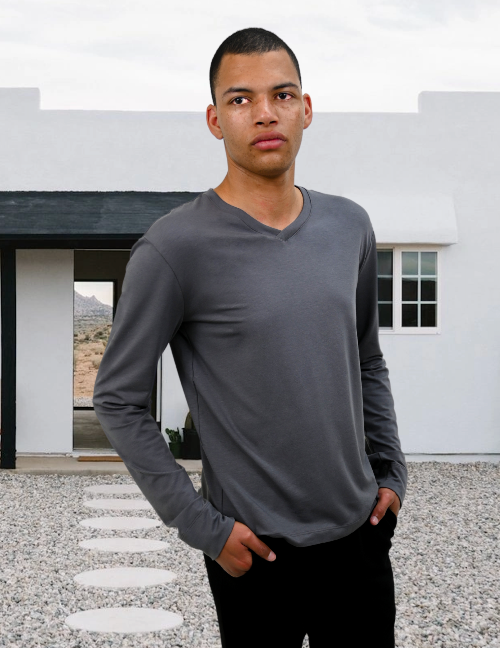 Long Sleeve V-Neck Shirt, Long Sleeve Shirt, V-Neck, Sustainable, Eco-Friendly, Eucalyptus Blend, Soft, Cozy, Comfy, Gender Fluid, Unisex, Mens